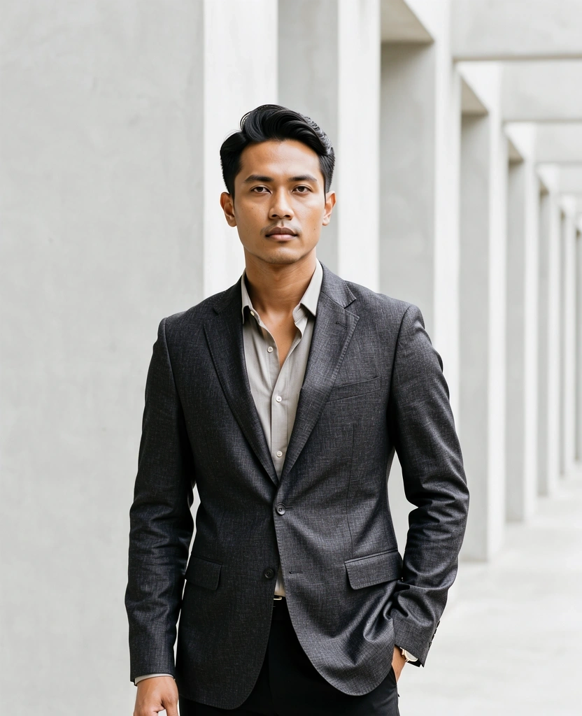 Modern Indonesian man in tailored attire